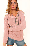 Pink Buttons Front Princess Line Out Seam Hoodie