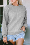 Cable Textured Drop Shoulder Pullover Sweatshirt