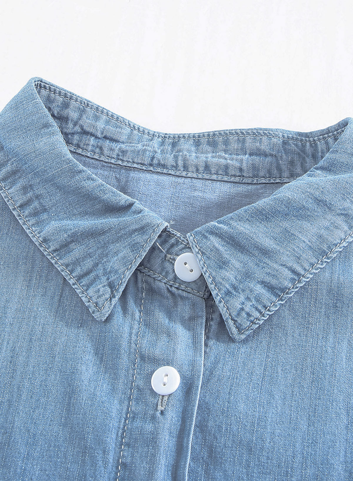 Turn-down Collar Short Sleeve Denim Shirt