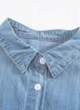 Turn-down Collar Short Sleeve Denim Shirt