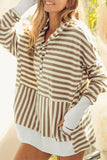 Striped Contrast Thumbhole Oversized Hoodie