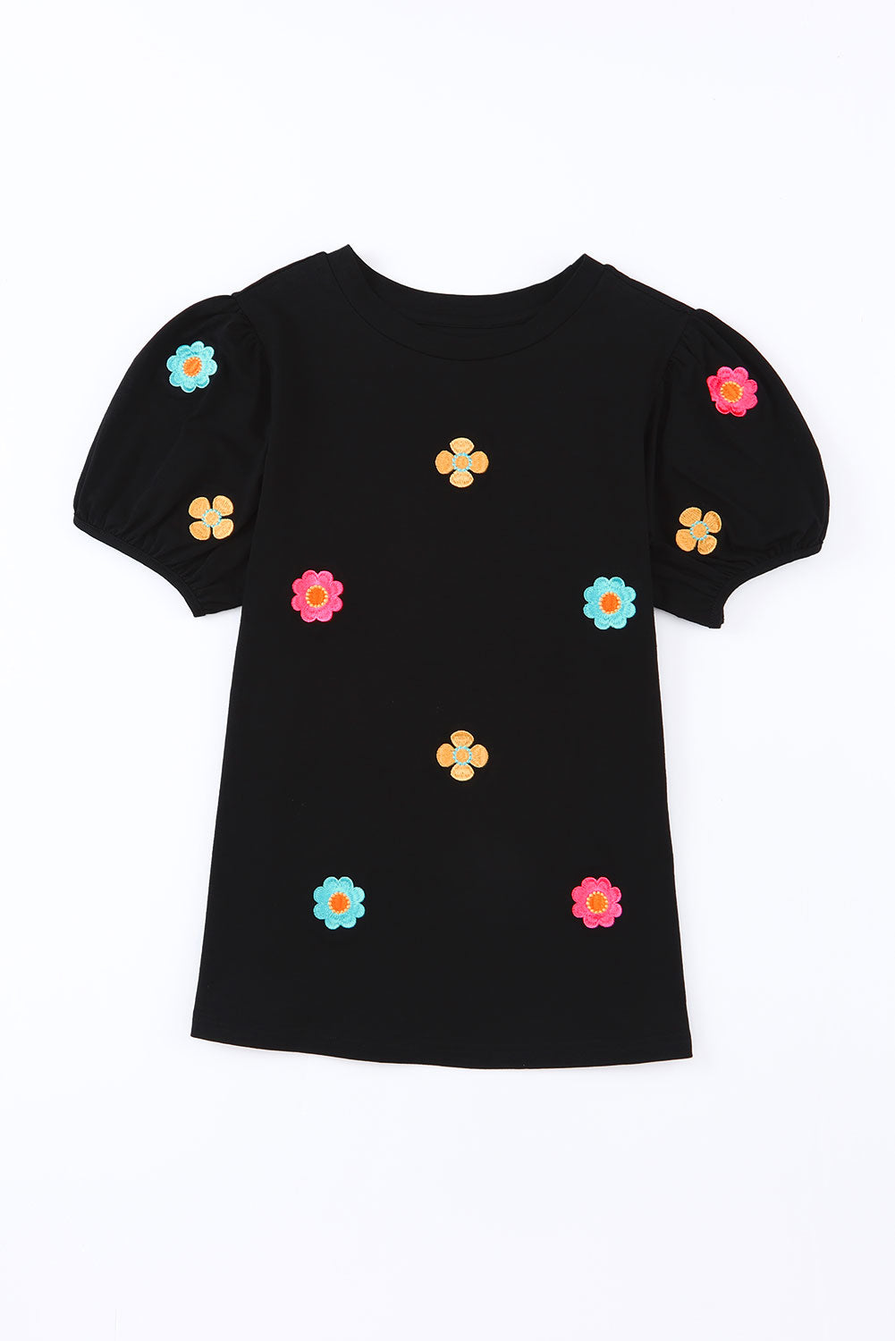 Floral Embroidered Puff Sleeve Top