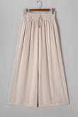 Beige Smocked High Waist Wide Leg Plus Size Pants