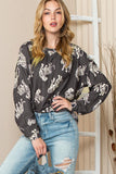 Black Cheetah Animal Print Button Up Satin Shirt