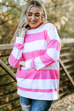 Striped Side Slit Plus Size Sweatshirt