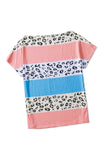 Leopard Color Block Short Sleeve Top