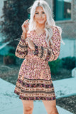 Split V Neck Boho Floral Dress