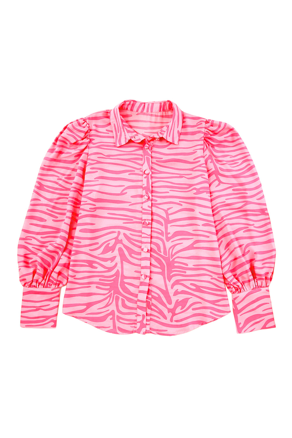 Chemise rose à manches lanterne et imprimé zébré