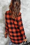 Brown Turn-down Collar Plaid Shirt Coat