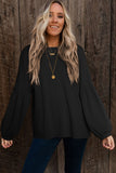 Faux Knit Jacquard Puffy Long Sleeve Top