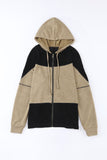 Plus Size Waffle Knit Patchwork Washed Hooded Jacket