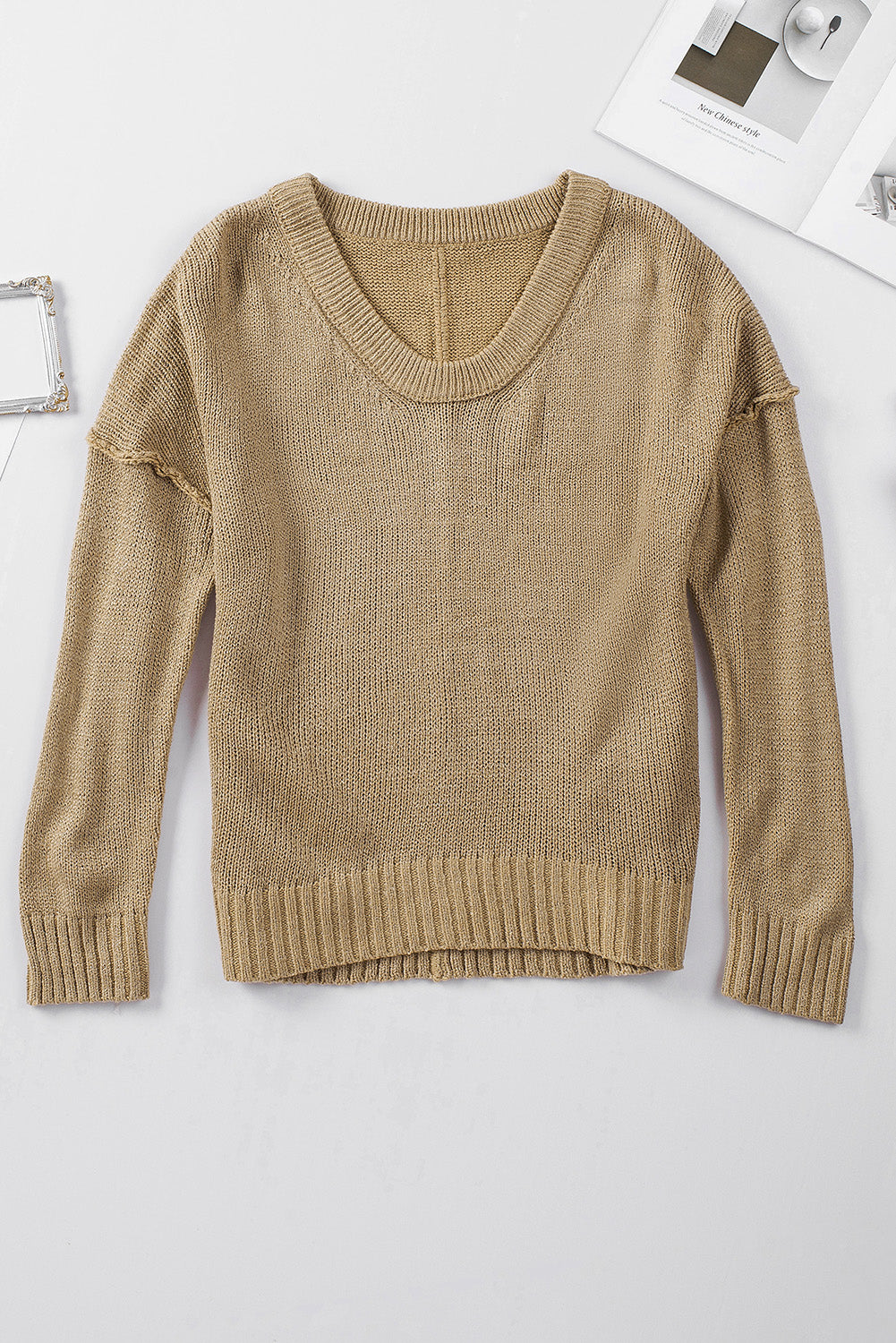 Ribbed Trim Oversize Sweater