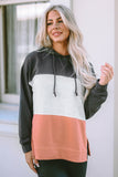 Color Block Pocketed Side Slit Hoodie