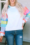 Sequin Color Block Raglan Sleeve Pullover Sweatshirt