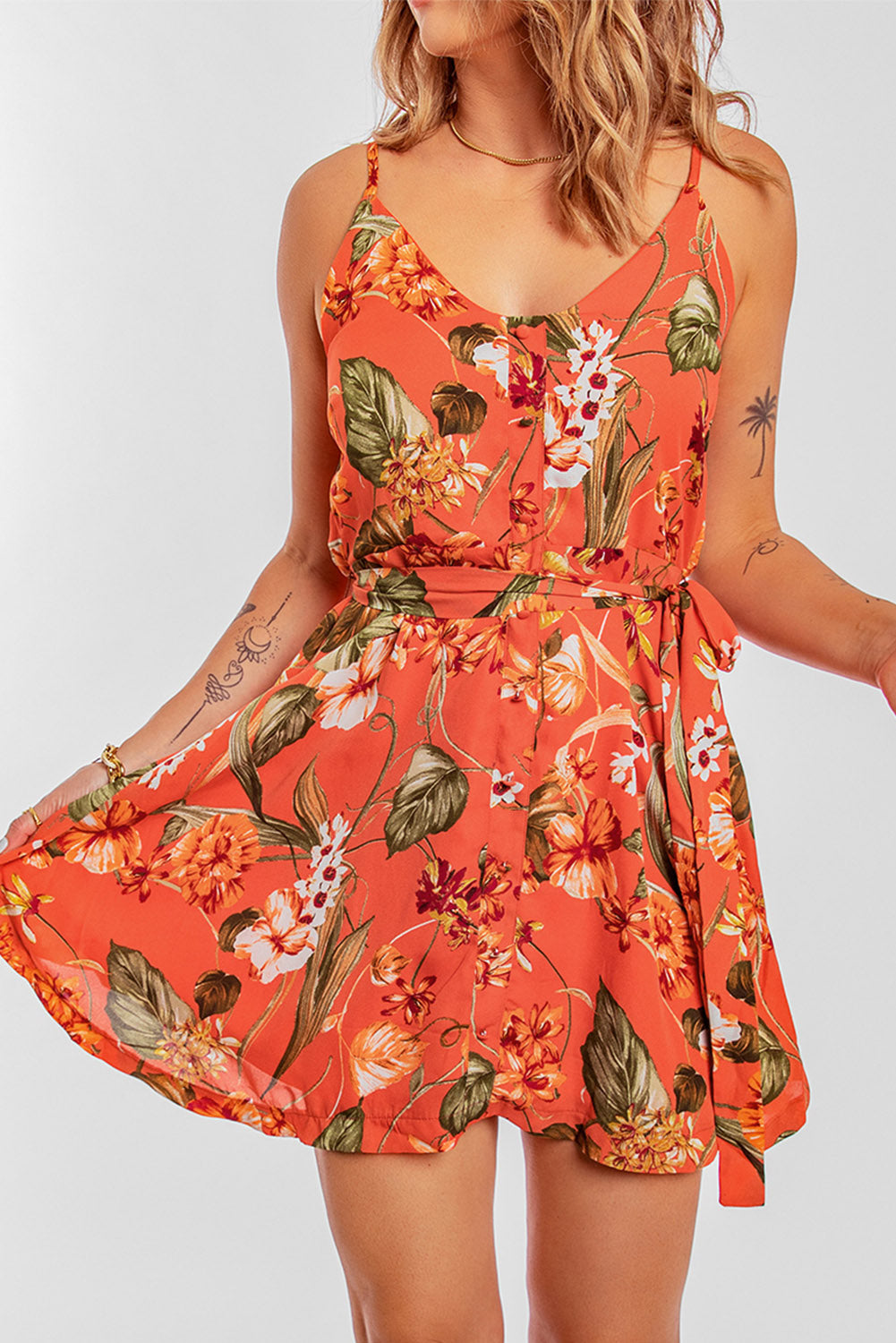 Sleeveless A-line Floral Dress