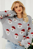 Gray Christmas Santa Claus Pullover Sweater