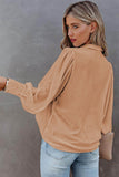 Solid Color Button Up Puff Sleeve Blouse