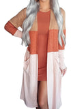 Colorblock Pocketed Long Sleeve Cardigan