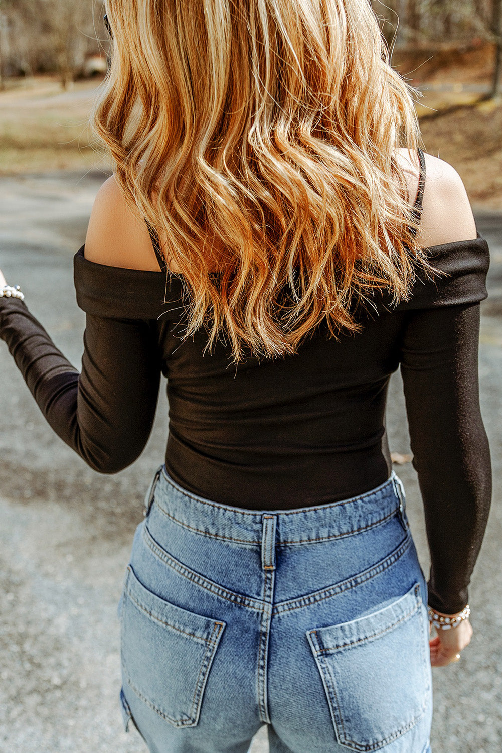 Cold Shoulder Cut-out Long Sleeve Bodysuit