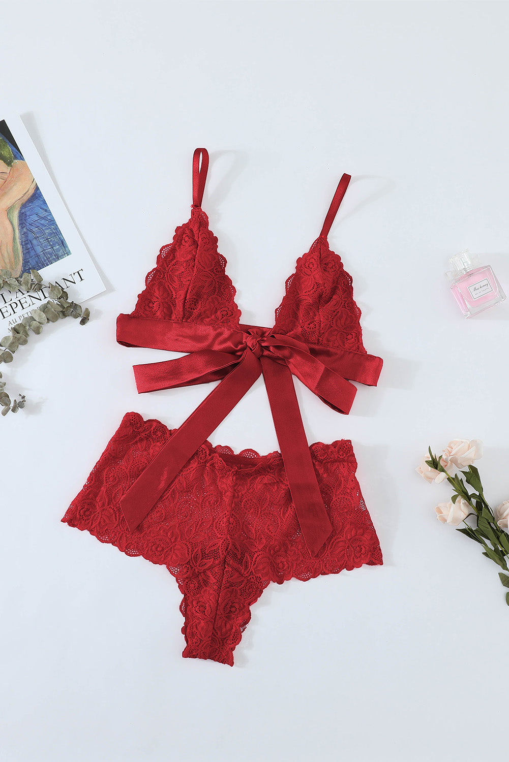 Romantic Love Lace Bralette Lingerie Set