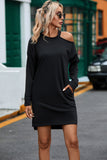 Green Single Cold Shoulder T-shirt Dress with Slits