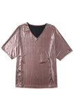 T-shirt oversize en aluminium texturé marron cuivré