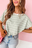 Stripe Short Sleeve Round Neck T-Shirt