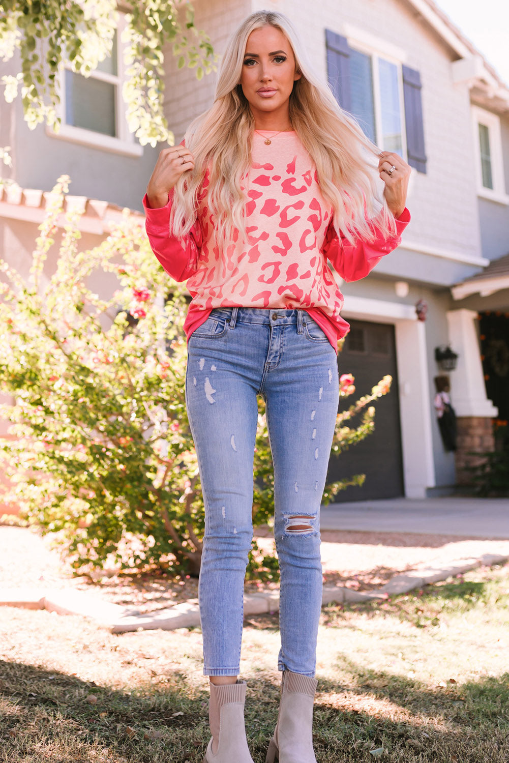 Bleached Cheetah Print Sweatshirt