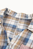 Plaid Pattern Asymmetric Buttons Shirt