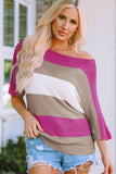 Contrast Stripe Knit Half Sleeve Sweater