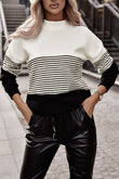 Striped Contrast Colorblock Knit Top