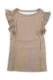 Crew Neck Ruffled Striped Tank Top