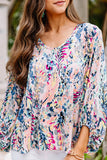 Floral Print Ruffle Sleeve Babydoll Top