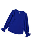 Crew Neck Ruffle Bubble Sleeve Top