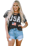 Distressed Tie-dye USA Flag Print T-shirt