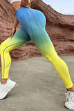 Ombre Wide Waistband Laser Hole Sports Leggings