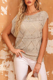 Pointelle Knit Short Dolman Sleeve Sweater Top