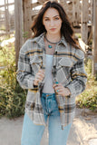 Plaid Print Pocketed Shirt Jacket