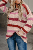 Striped Popcorn Knit Sweater