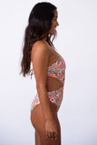 Floral Print O-ring Lace-up Backless One Piece Swimsuit