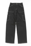 Pantalon cargo noir taille haute à jambe droite avec poches