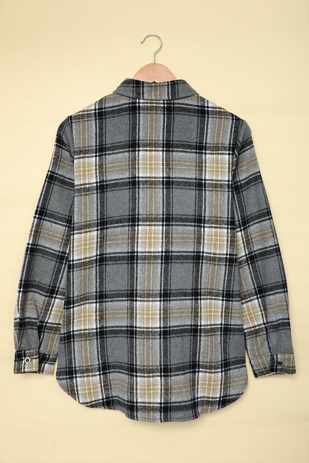 Oversize Rounded Hem Plaid Shacket with Slits