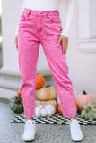 Mid-Waist Pocketed Button Casual Jeans