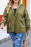 Plus Size Exposed Seam Terry Patchwork Hooded Jacket