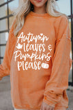 Sweat-shirt oversize côtelé orange Autumn Leaves Pumpkins Please 