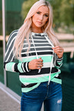 Multi Striped Drawstring Long Sleeve Hoodie