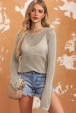 Hollow-out Knit Long Sleeve Top