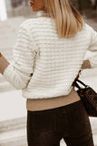 Textured Knit Contrast Long Sleeve Sweater