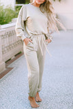 Long Sleeve Top and Drawstring Pants Lounge Outfit