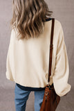 Red Clay Color Block Patch Drop Shoulder Oversized Sweatshirt